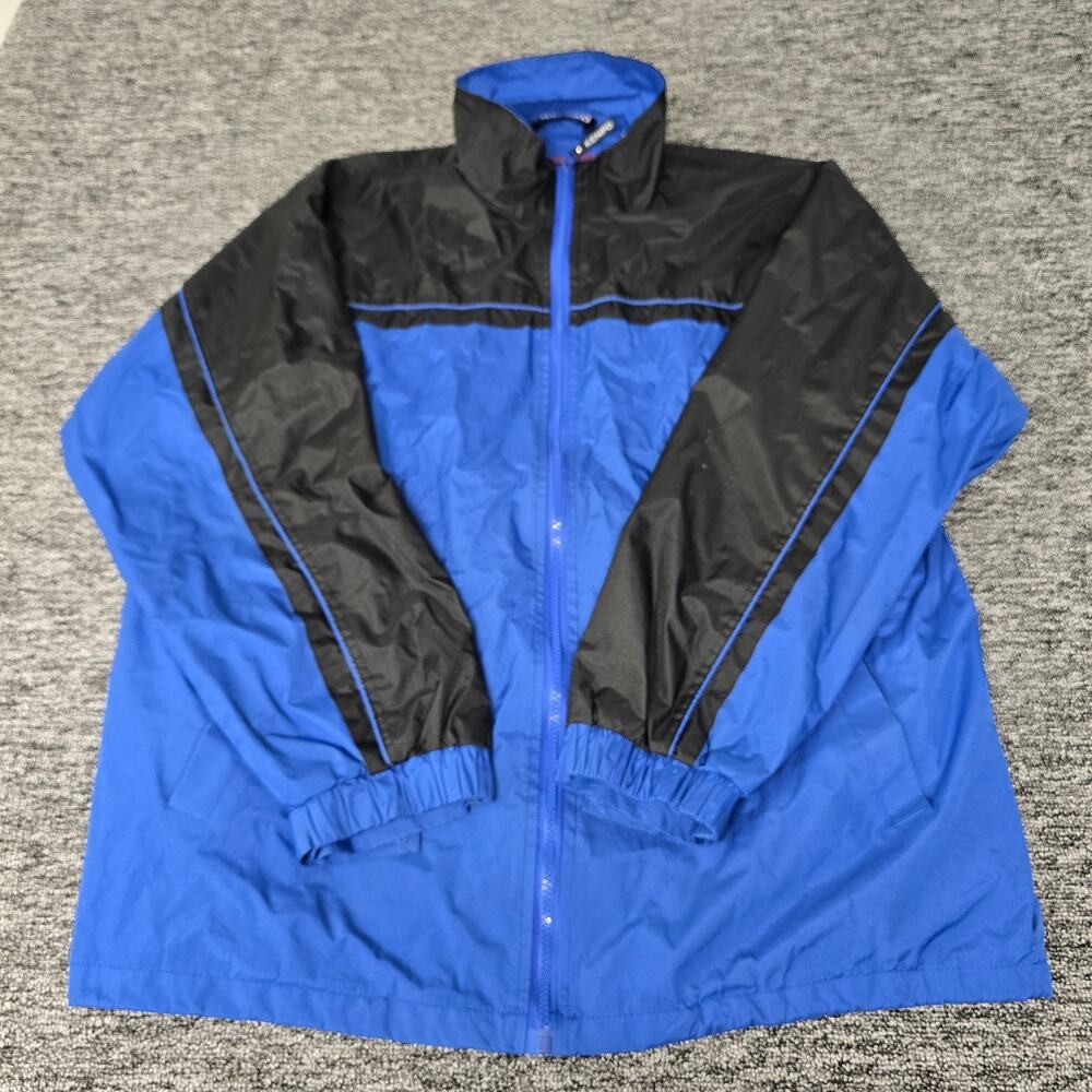 Y2K Kenpo Full Zip Windbreaker Jacket Men's L Blue Black Mesh Lined Vintage